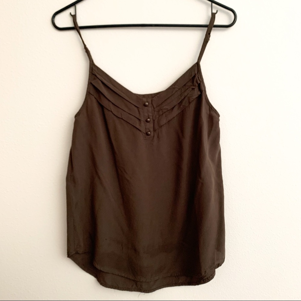 Olive Green Cami with Pleats
